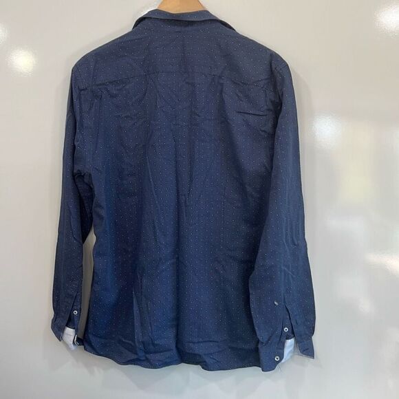 Zara man navy Polka dot button down shirt XL - Picture 6 of 6